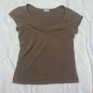 Vintage 2000s sweetheart neckline Brown V-Neck Women's Top